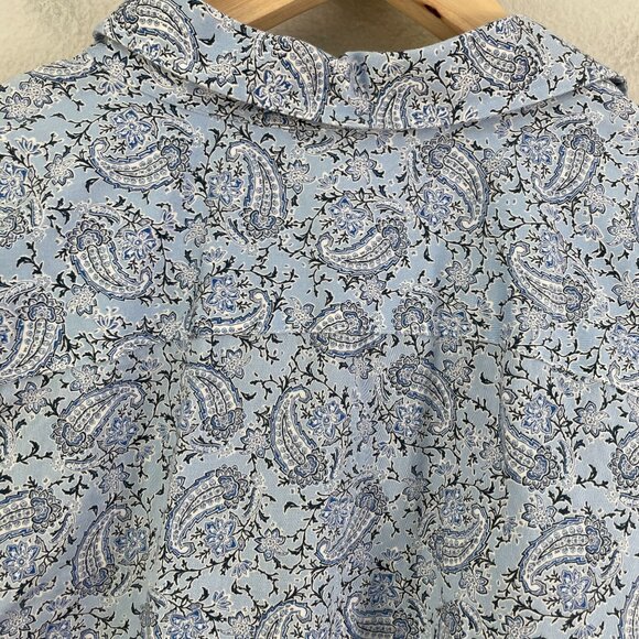 Chaps Womens Plus 1X Blue Paisley No Iron Button Up Shirt 3/4 Sleeve Blouse - Picture 11 of 11